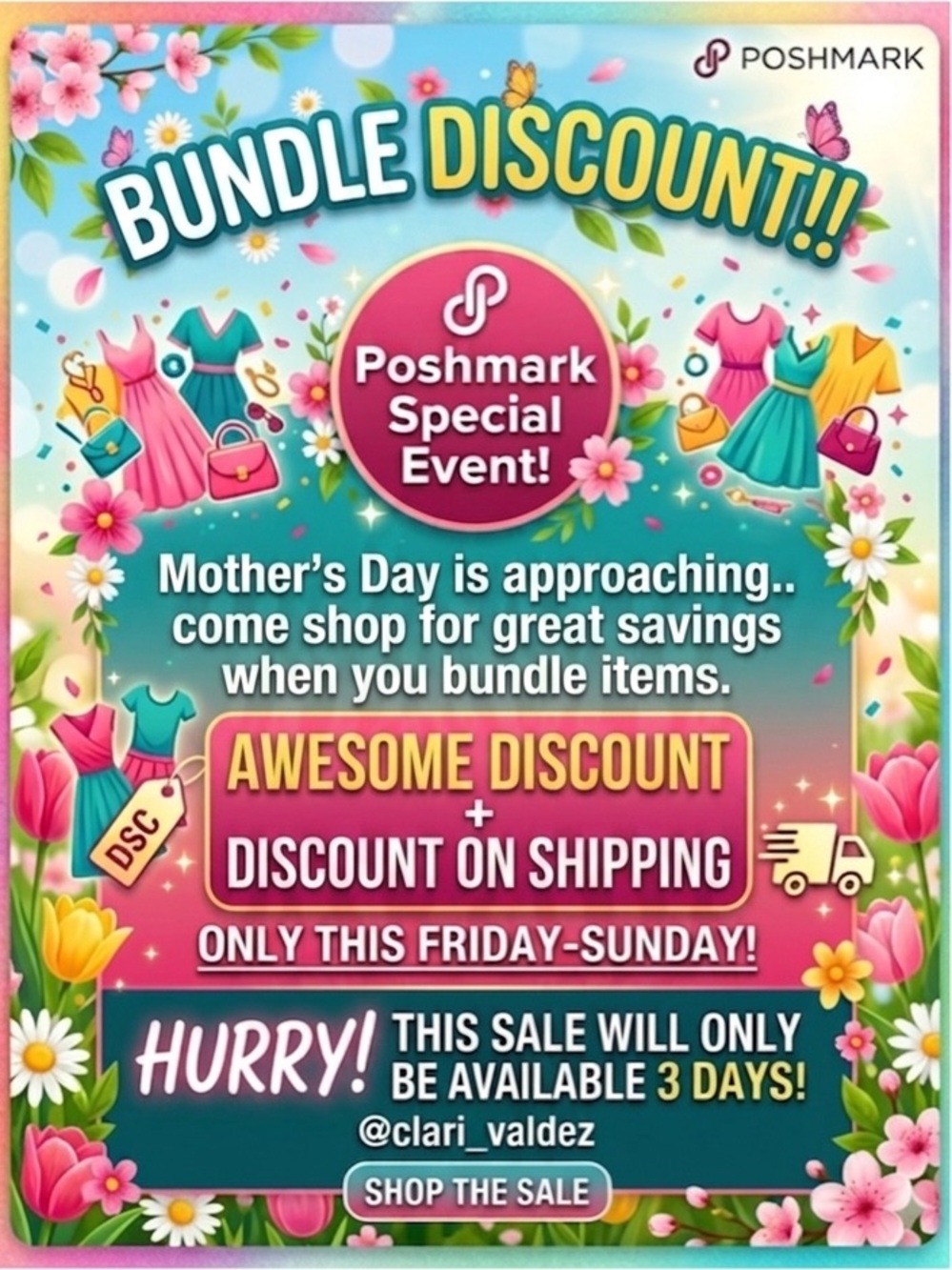 Bundle  Sale Poster - Teal & Pink Event Sign